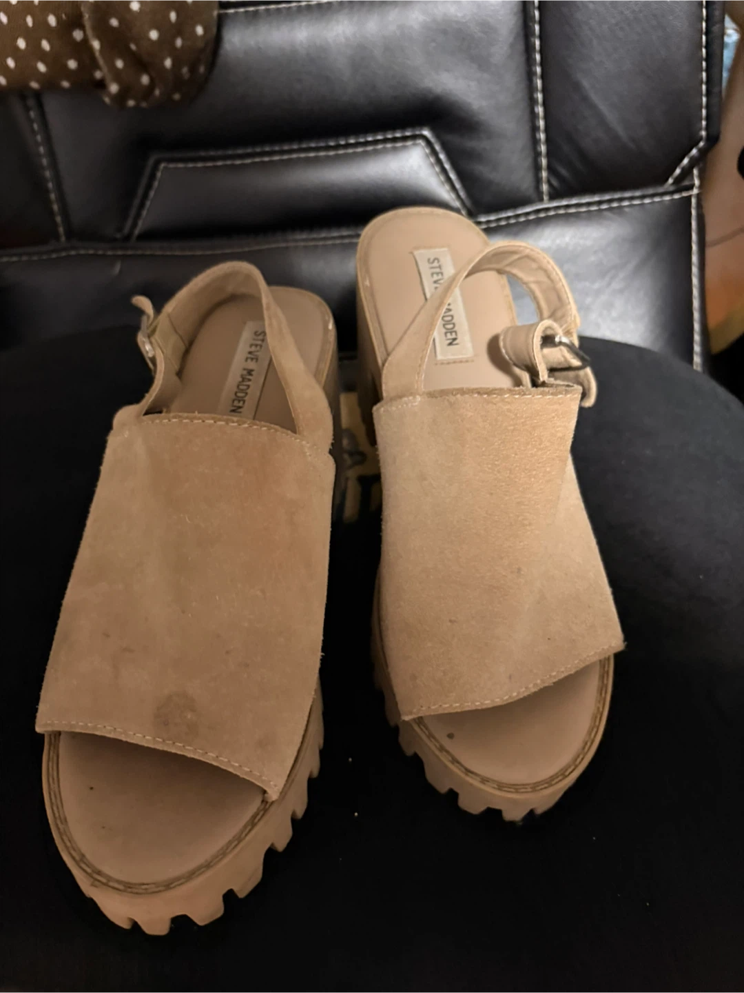 Steve Madden Women's Tan Suede Platform Heeled Sandals - photo 3