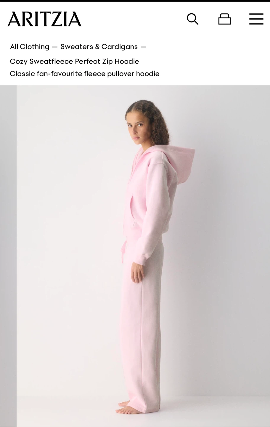 ARITZIA Cozy Sweatfleece Perfect Zip Hoodie - Pink - photo 2