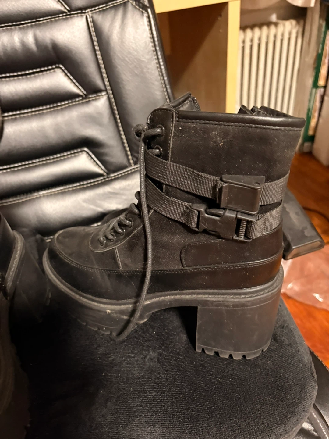 Black Platform Combat Boots - photo 4
