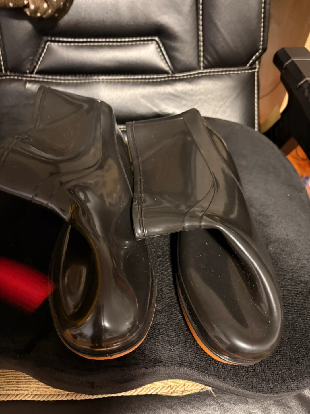 Black Rubber Rain Boots with Orange Soles - photo 2