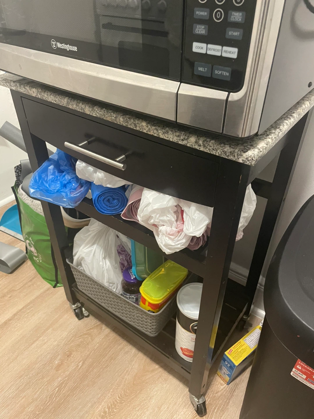 Microwave Cart with Drawer and Shelves