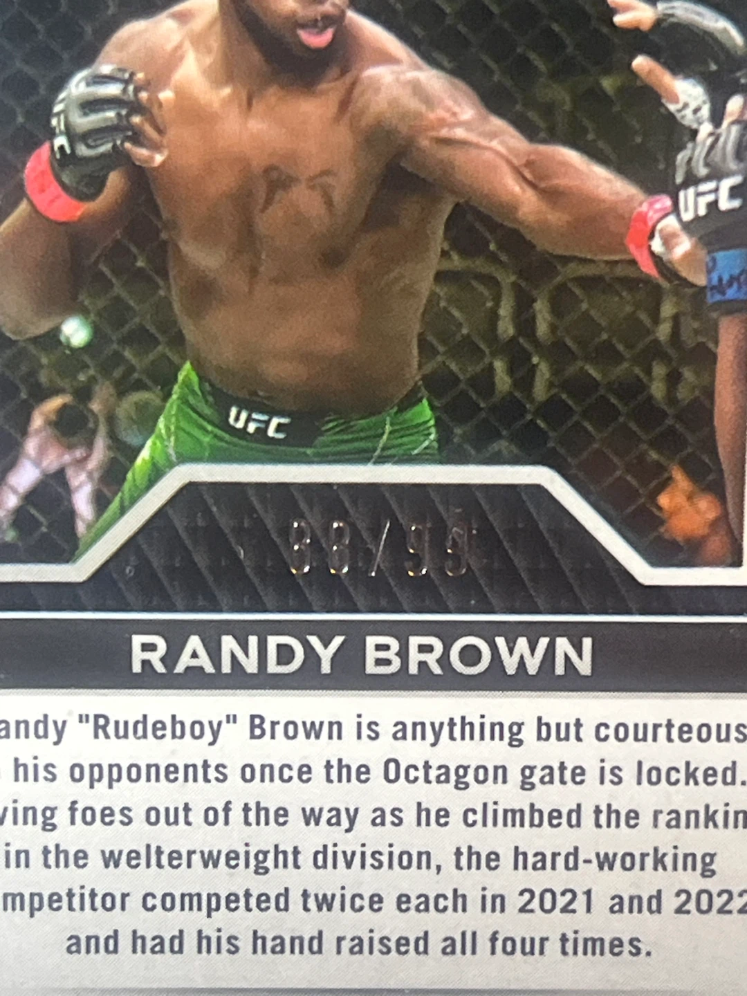 /99 - 2023 Prizm UFC Randy Brown Superstar Auto-Red Prizm Card - photo 2