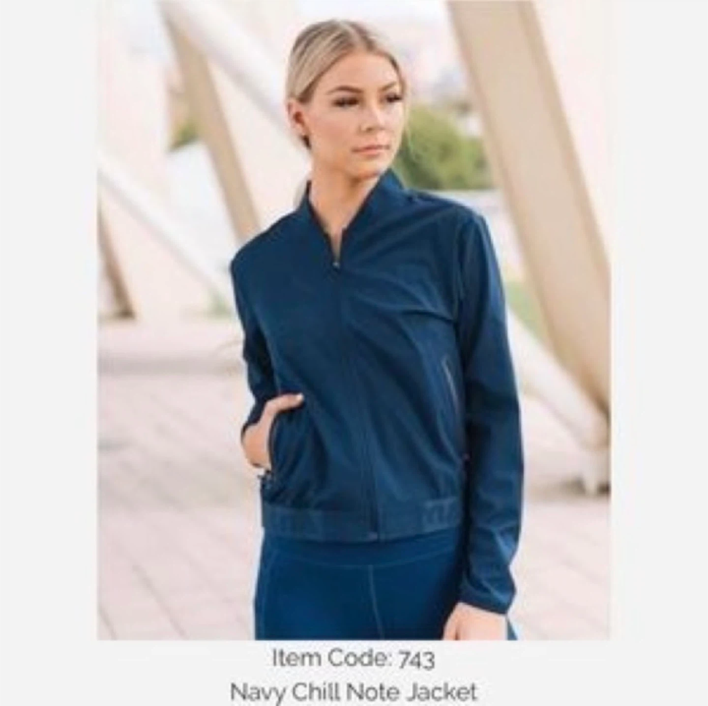 Zyia Navy Chill Note Jacket Zip Pockets Women Size Small 🏆 - photo 3