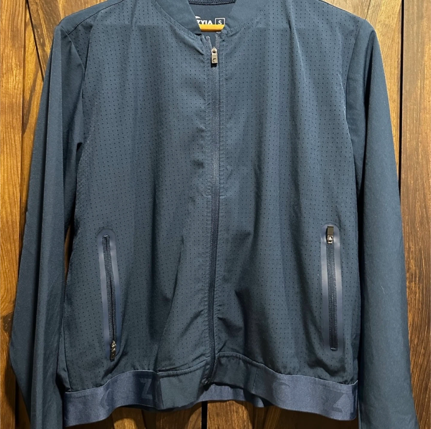 Zyia Navy Chill Note Jacket Zip Pockets Women Size Small 🏆 - photo 4