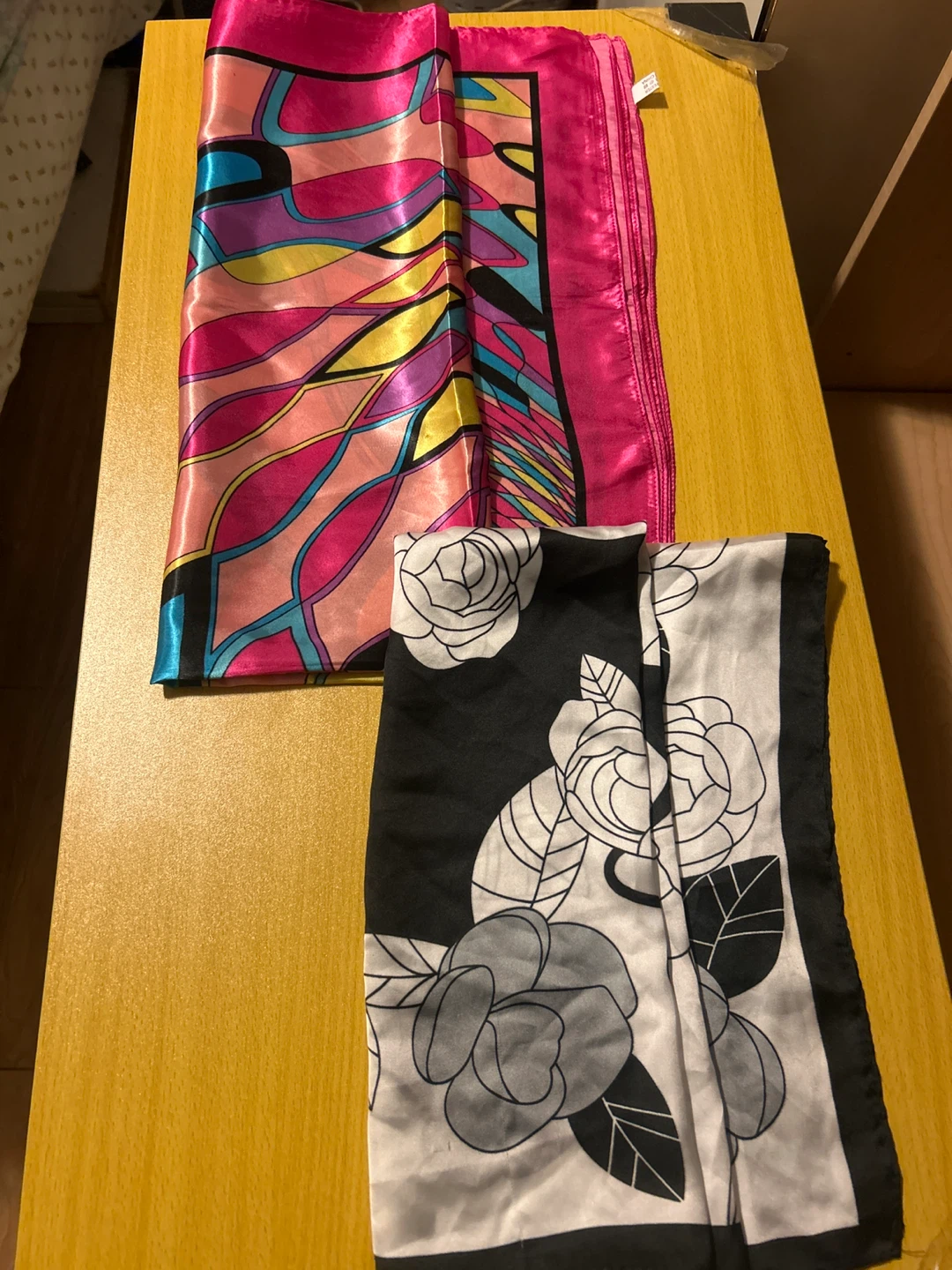 Two Scarves: Abstract Print & Rose Print🏆