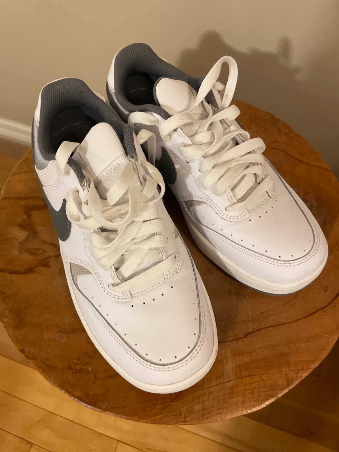 Nike White and Grey Lace-Up Sneakers