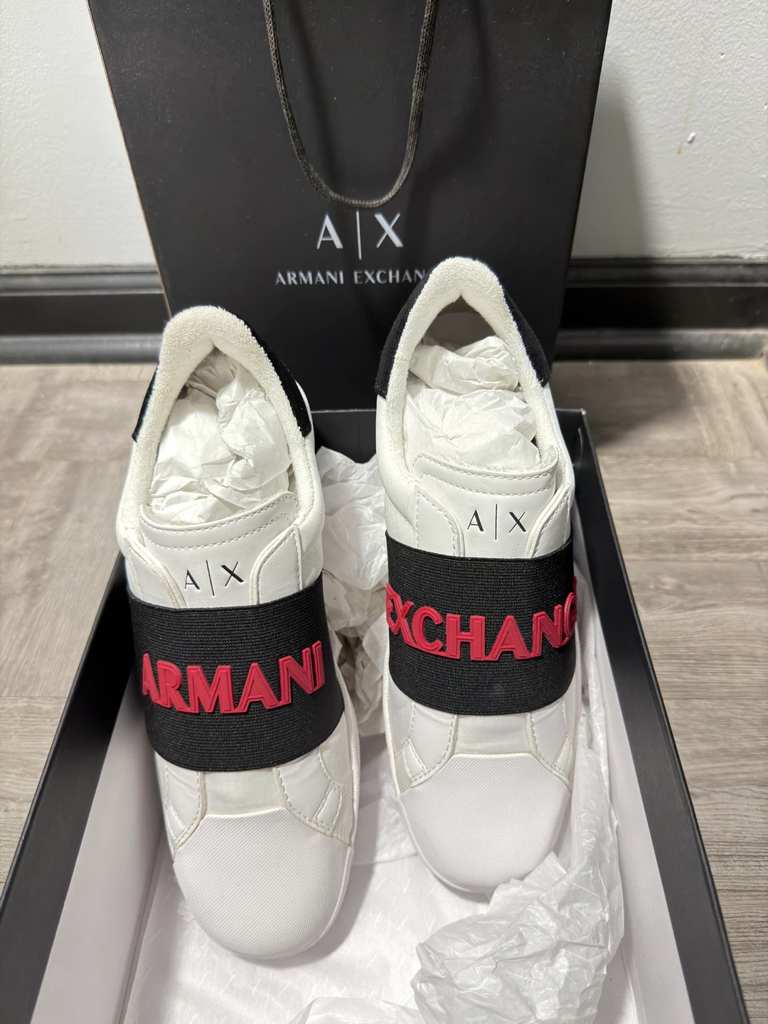 Armani Exchange AX White Slip-On Sneakers