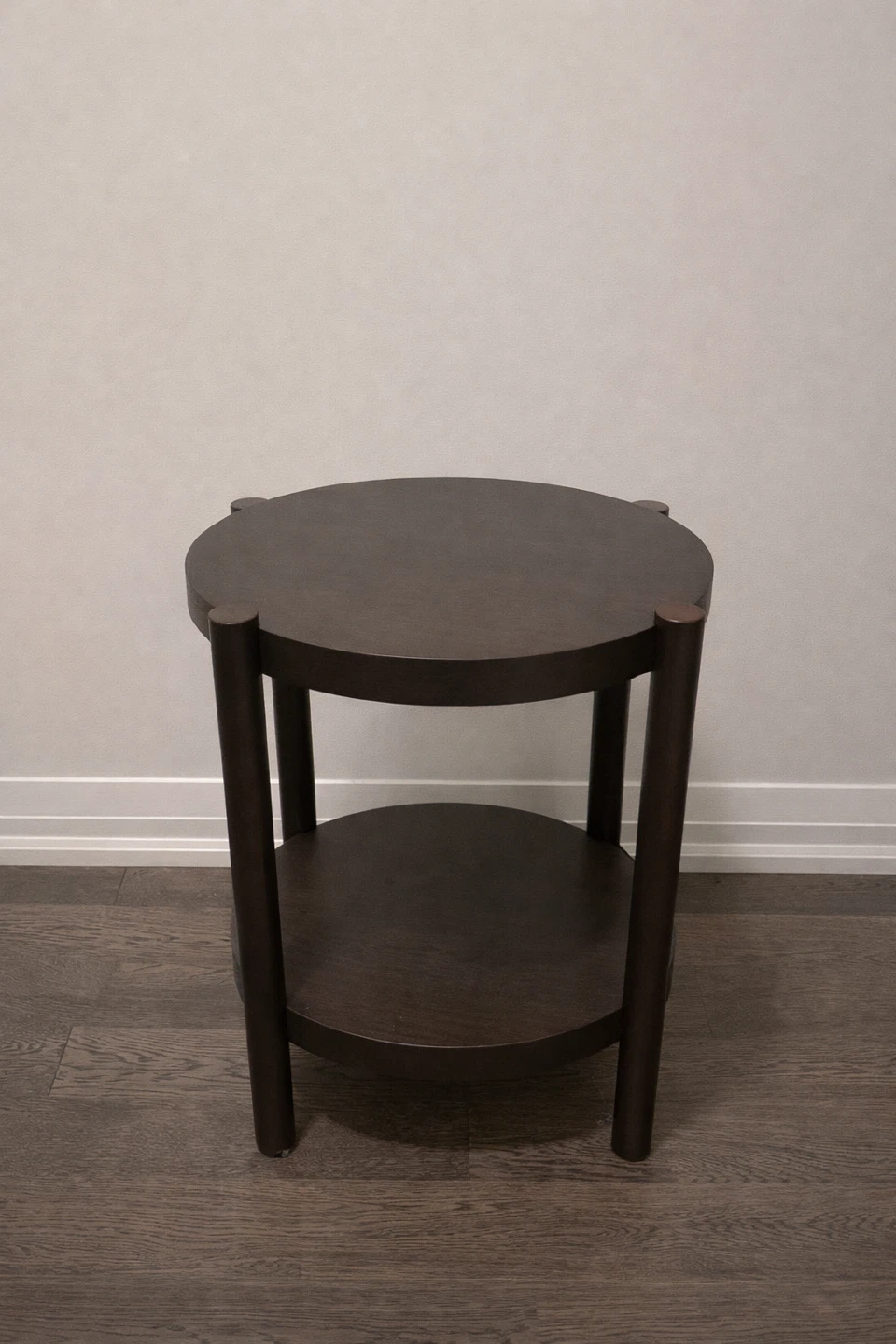 Dark Brown Round 2-Tier Side Table