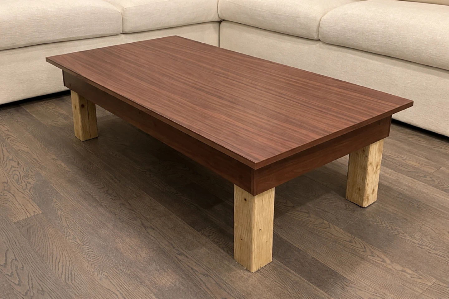 Coffee Table - Walnut Finish with Wooden Legs