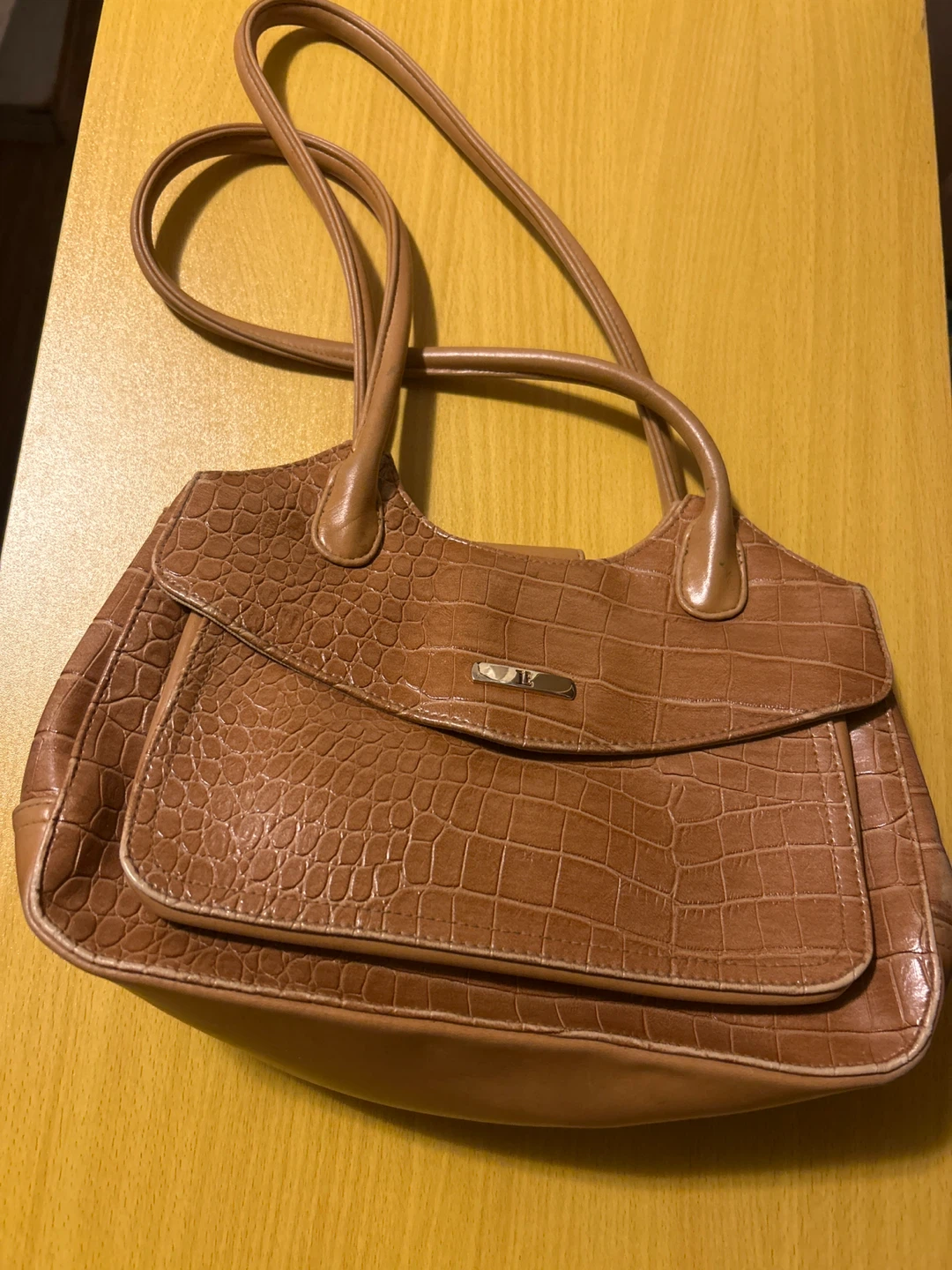 Brown Faux Croc Handbag🏆