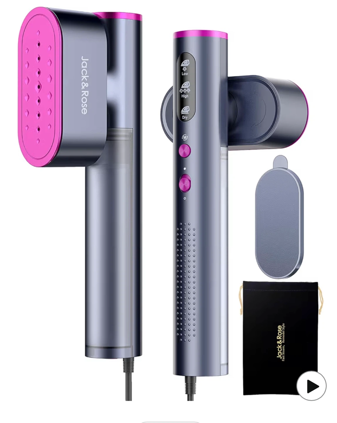 Jack & Rose "Amethyst" Portable Clothes Steamer