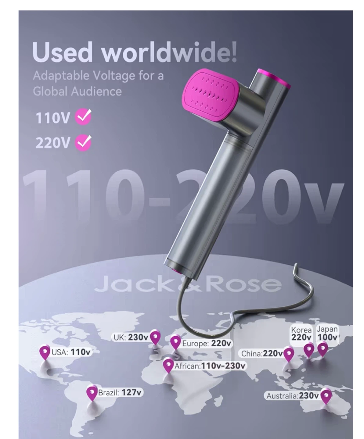 Jack & Rose "Amethyst" Portable Clothes Steamer - photo 3