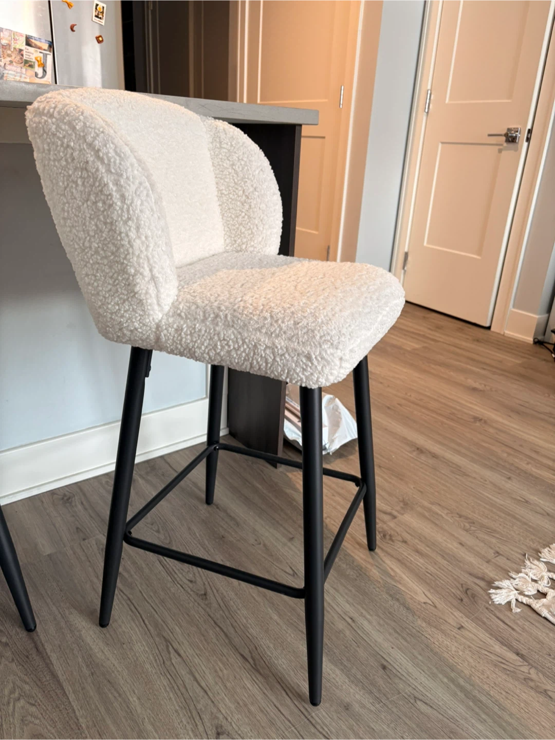 White Teddy Sherpa Bar Stools - photo 2