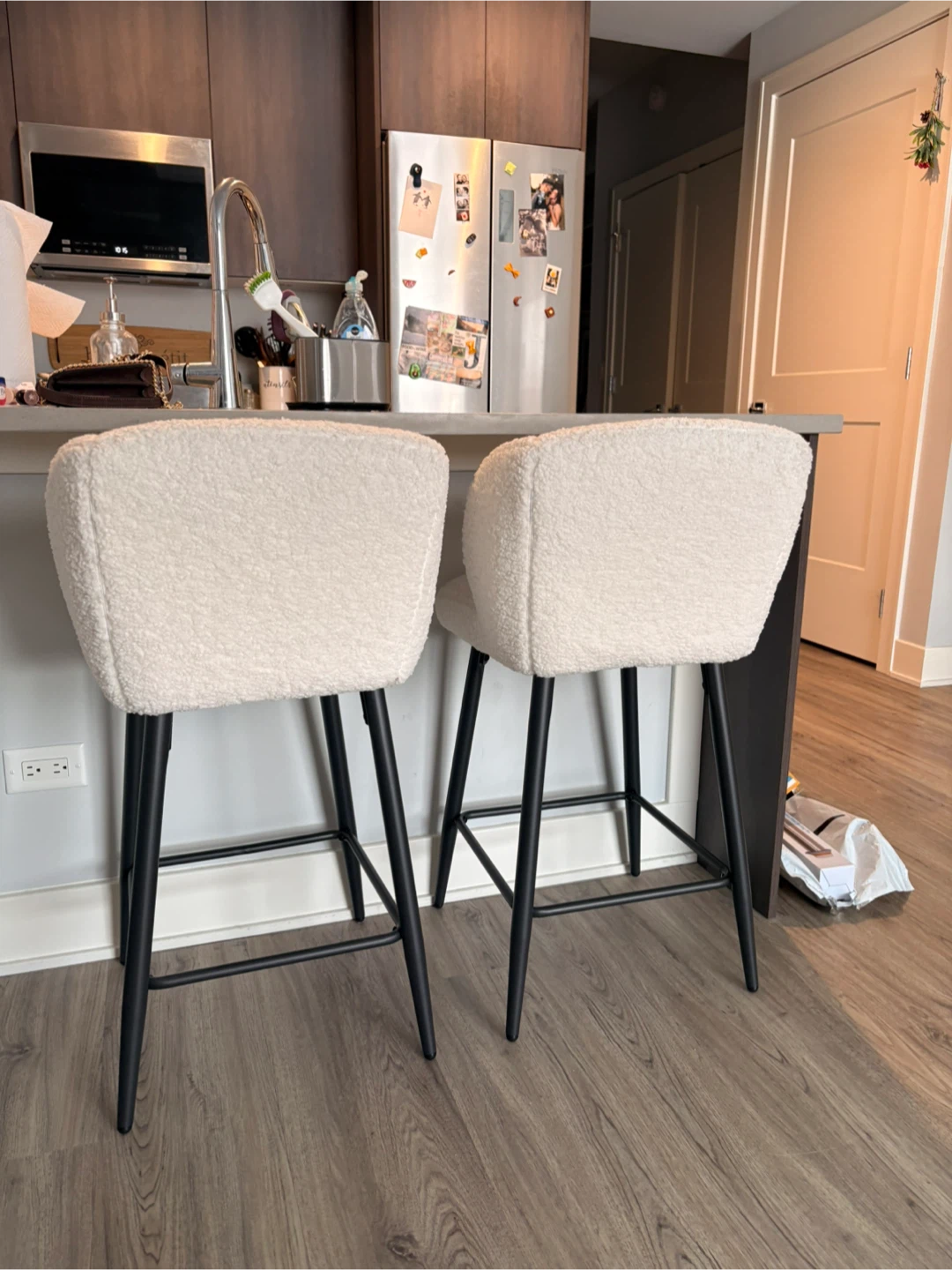 White Teddy Sherpa Bar Stools
