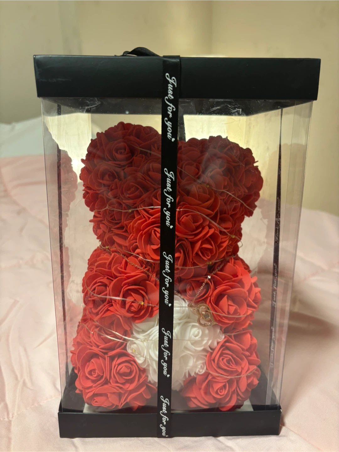 Red Rose Bear with LED Lights (batteries needed)