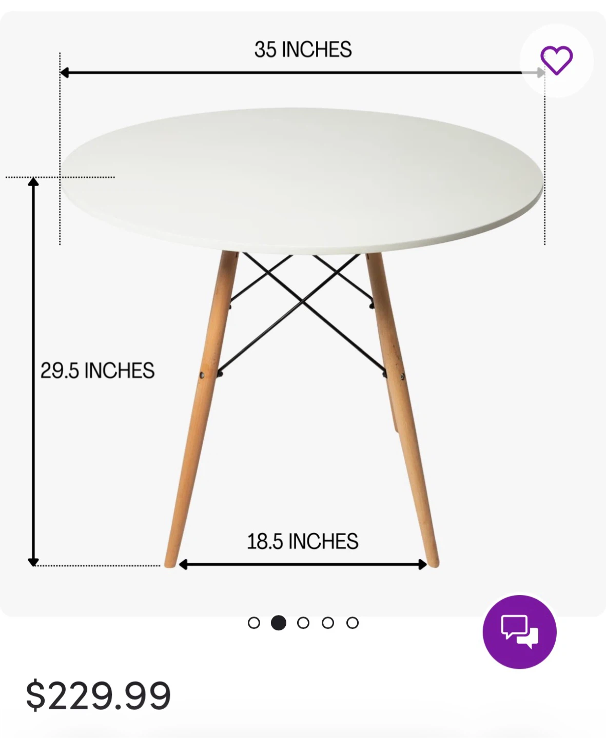 Round White Dining Table with Wooden Legs - photo 3