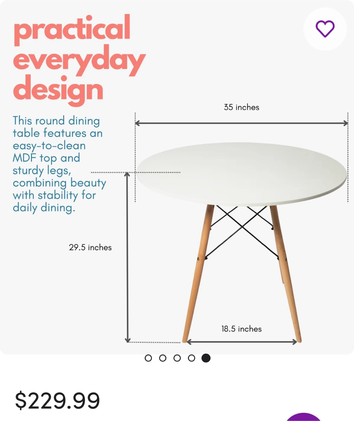 Round White Dining Table with Wooden Legs - photo 4