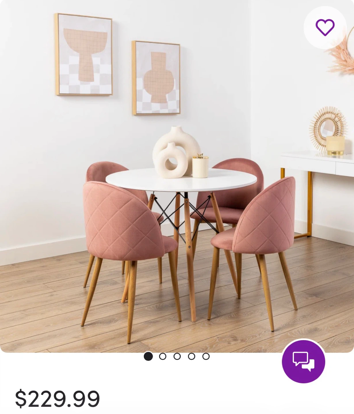 Round White Dining Table with Wooden Legs - photo 2