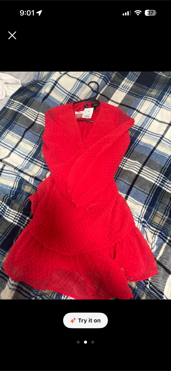 Red Textured Mini Dress