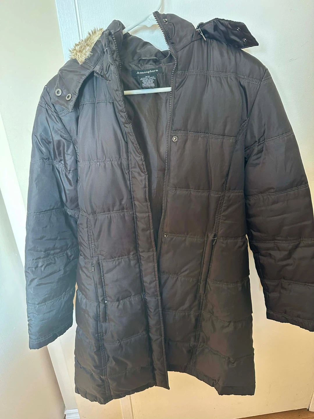 Atmosphere Puffer Winter Coat with Faux Fur Hood