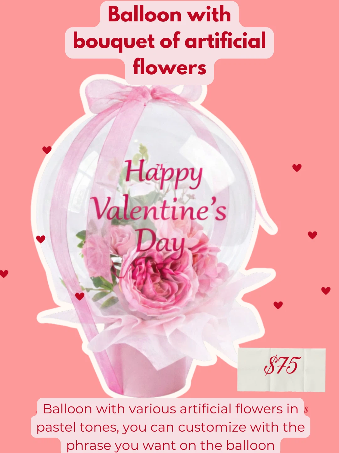 Valentine's Day Balloon Arrangement with Artificial Flowers - photo 4