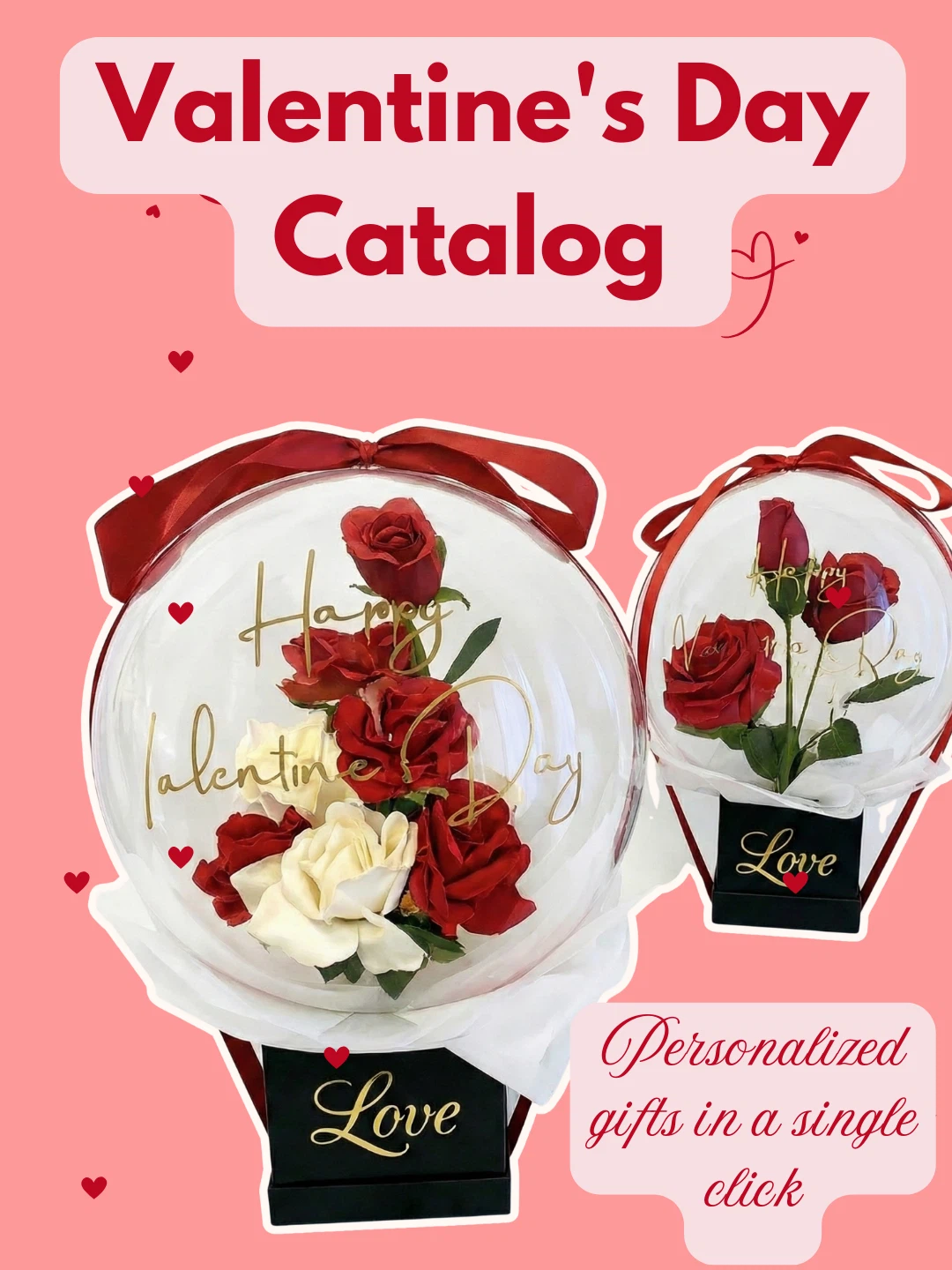 Valentine's Day Balloon Arrangement with Artificial Flowers