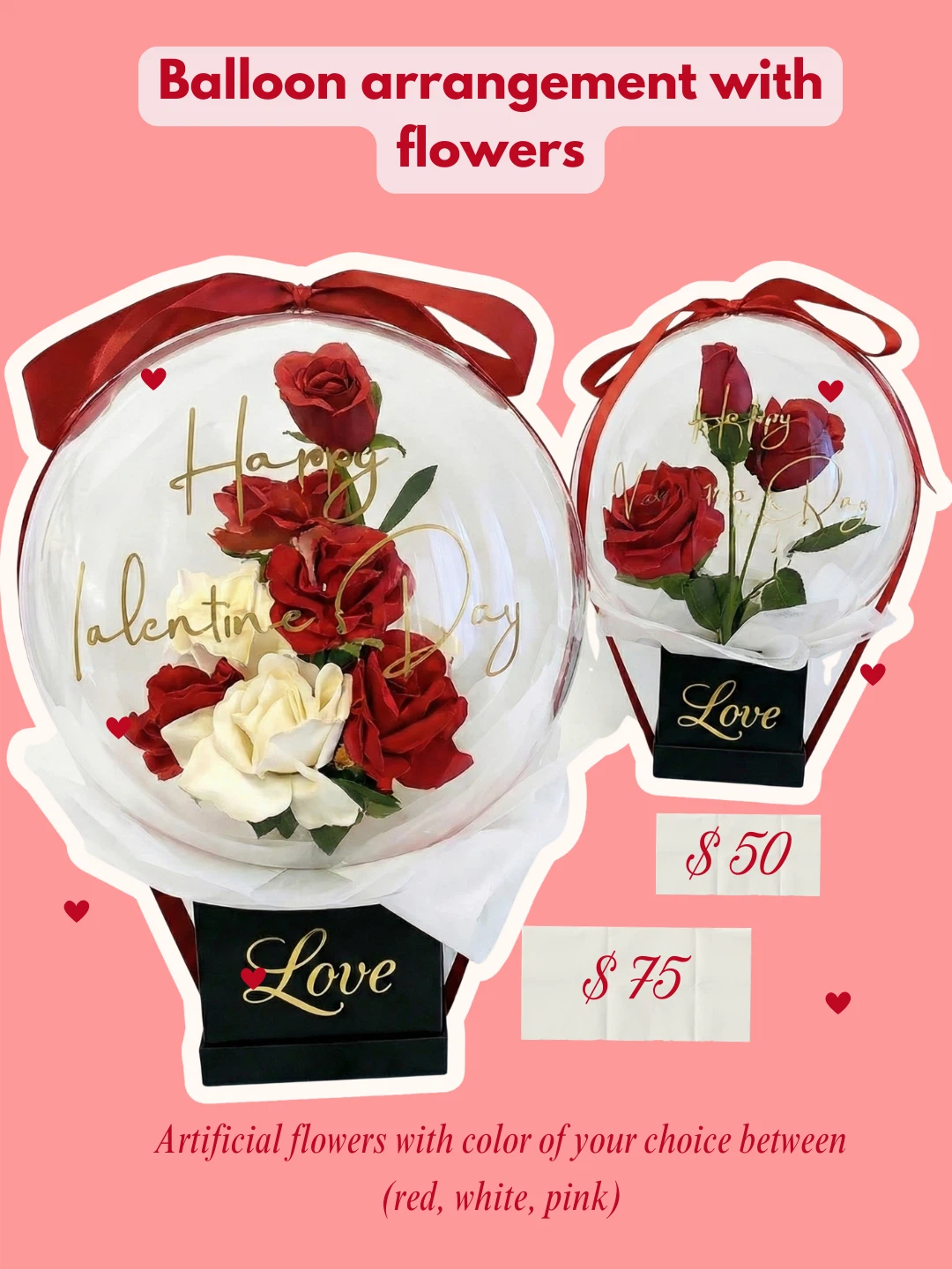 Valentine's Day Balloon Arrangement with Artificial Flowers - photo 3