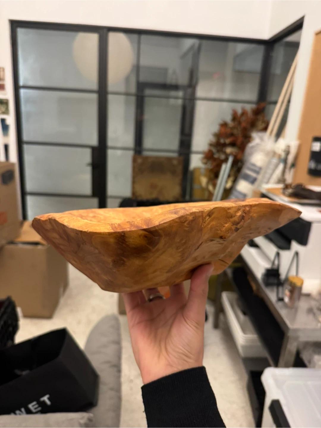 Rustic Carved Wood Bowl