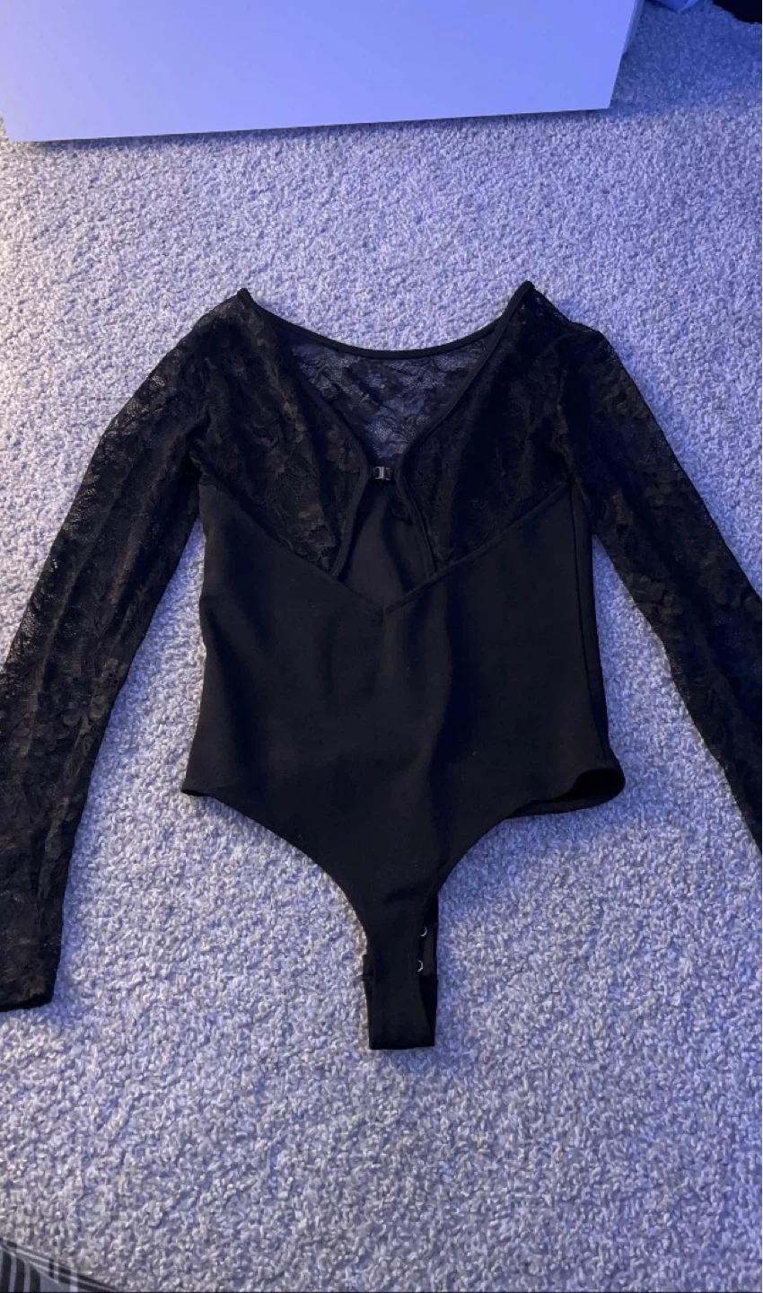 Black Lace Long Sleeve Bodysuit