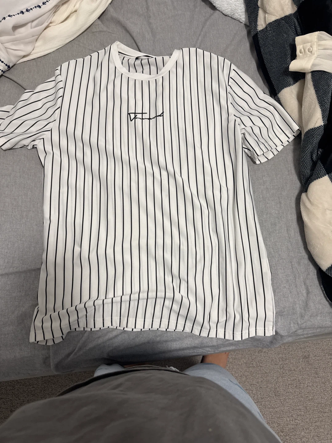 White and Black Striped T-Shirt