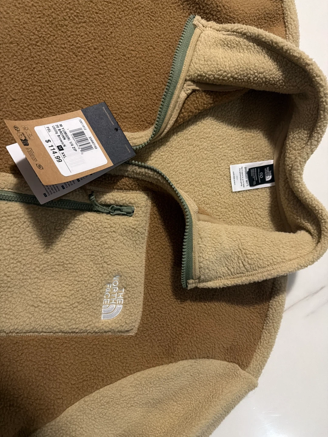 The North Face M Yumi_ori 1/4 Zip Fleece Jacket - XXL - Brown - photo 3