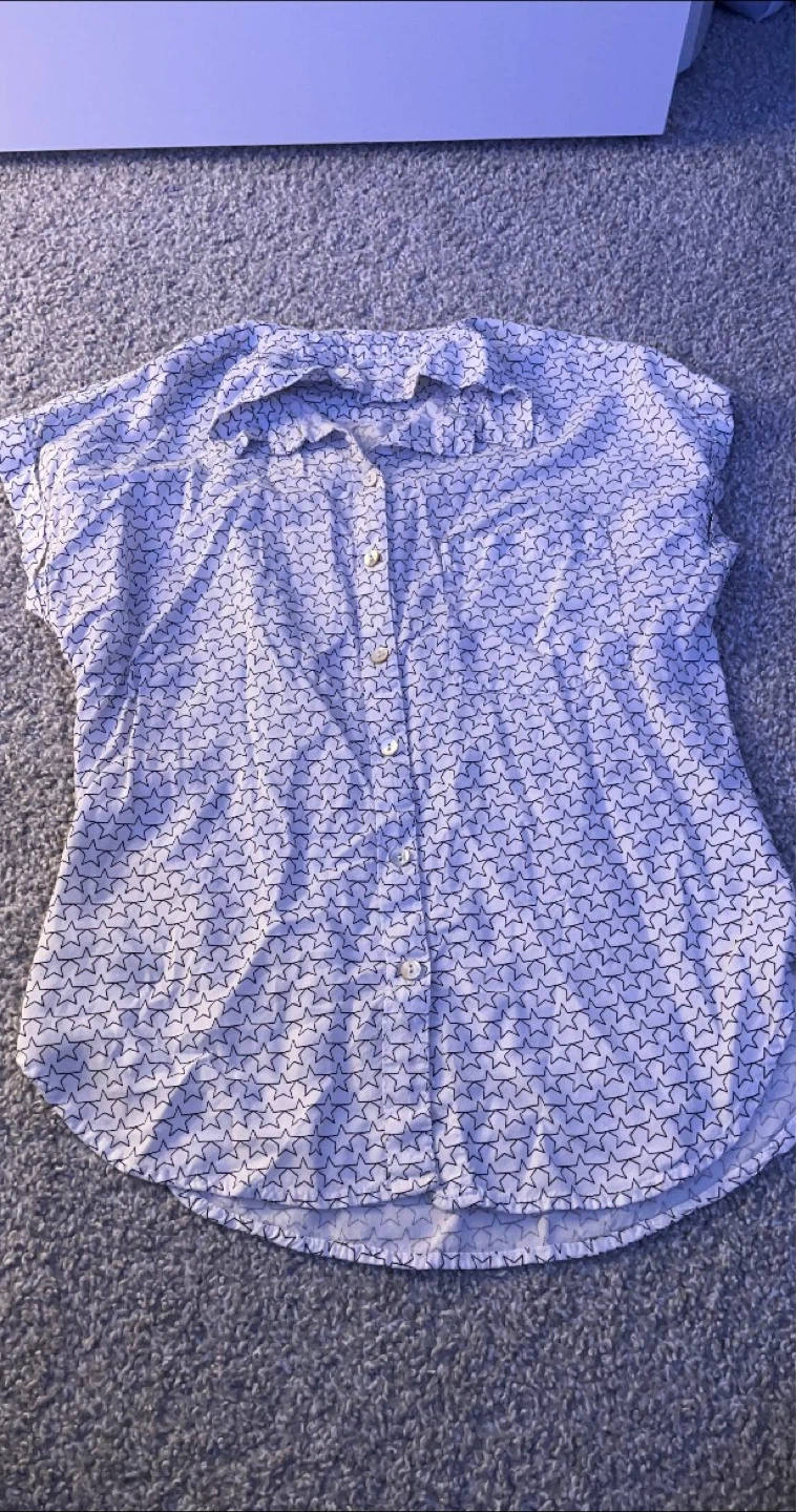 White Star Print Button-Up Shirt
