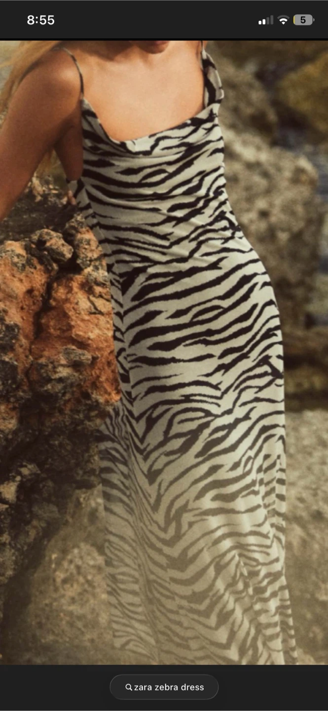 ZARA Zebra Print Cowl Neck long  Dress - photo 4