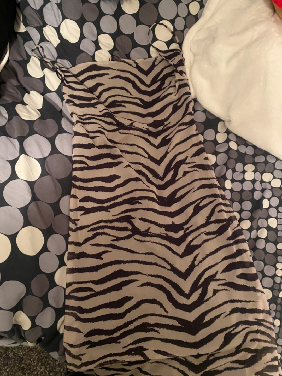 ZARA Zebra Print Cowl Neck long  Dress - photo 3