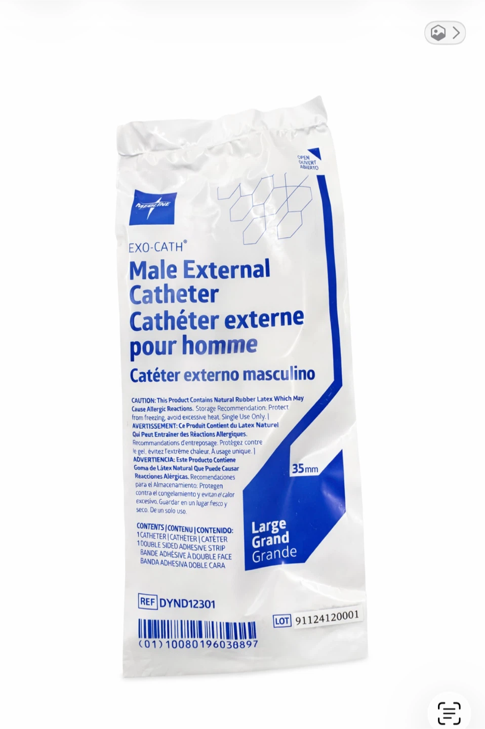 Medline EXO-CATH Male External Catheter - Large 35mm