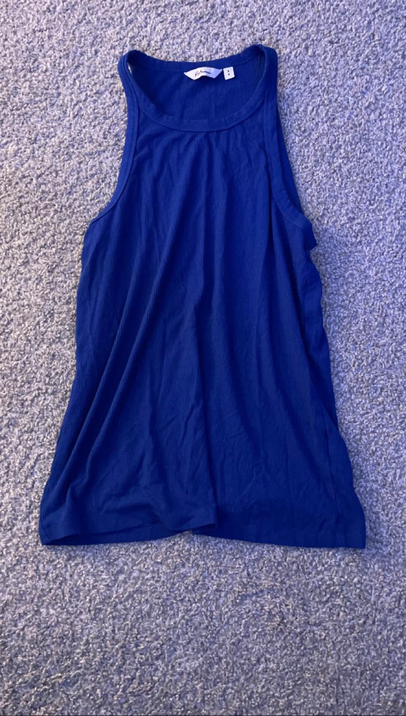 Blue Ribbed Tank Top