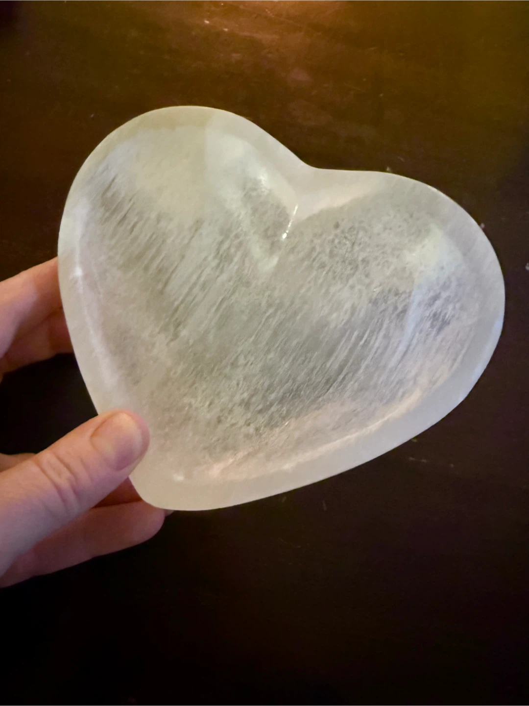 Genuine Moroccan Selenite Crystal Heart Bowl - photo 2