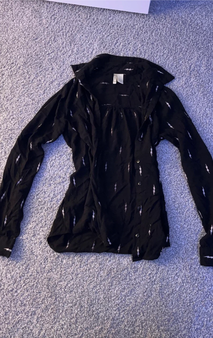 Black Lightning Bolt Button-Up Shirt