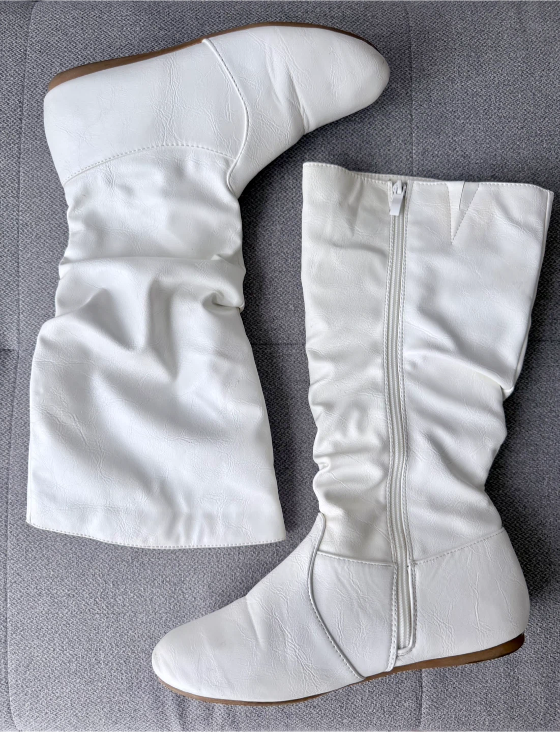 White Round Toe Slouchy Women Causal Mid Calf Flat Boots - photo 2
