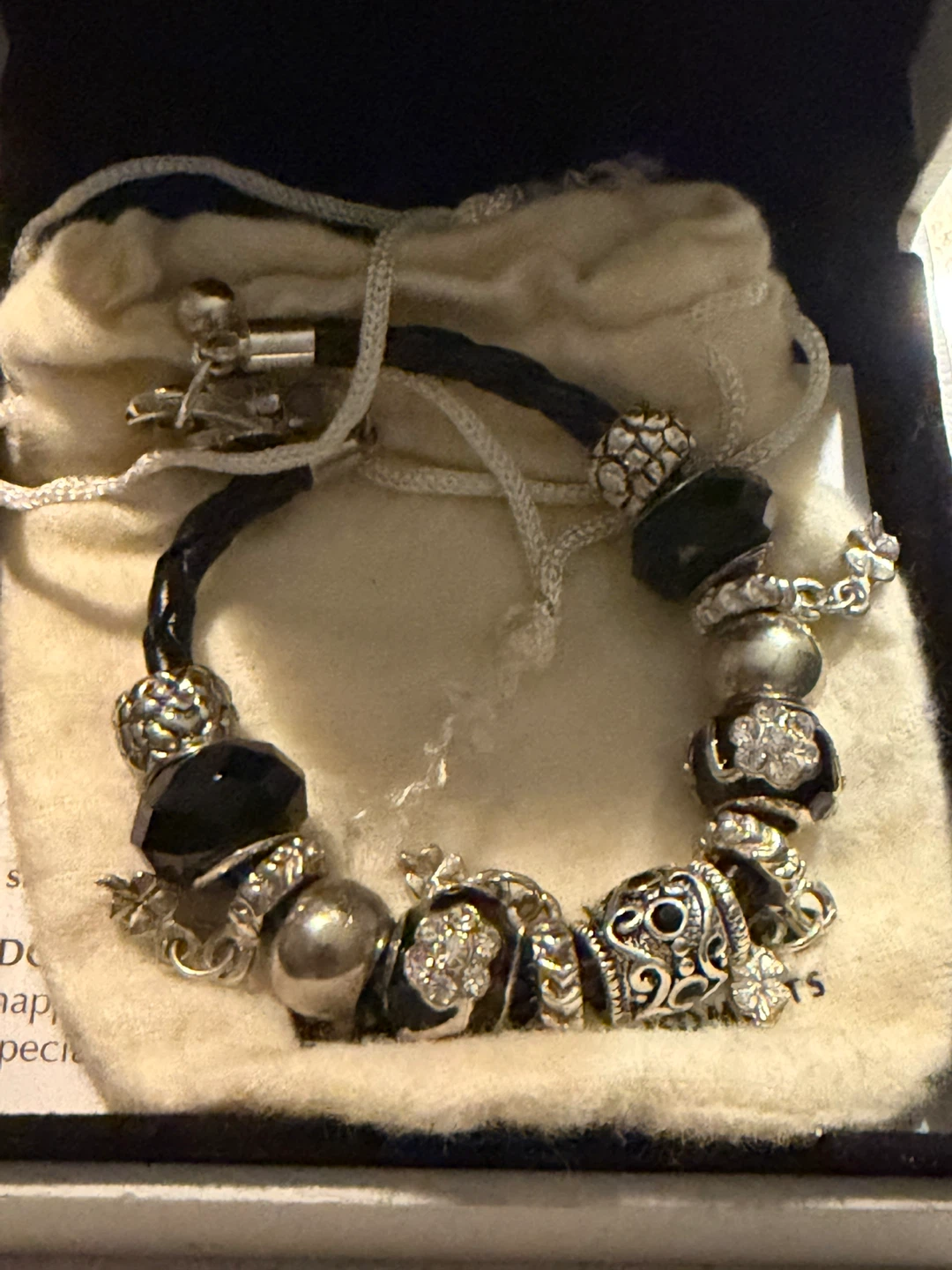 Pandora Sterling Silver Black Leather Charm Bracelet - photo 2