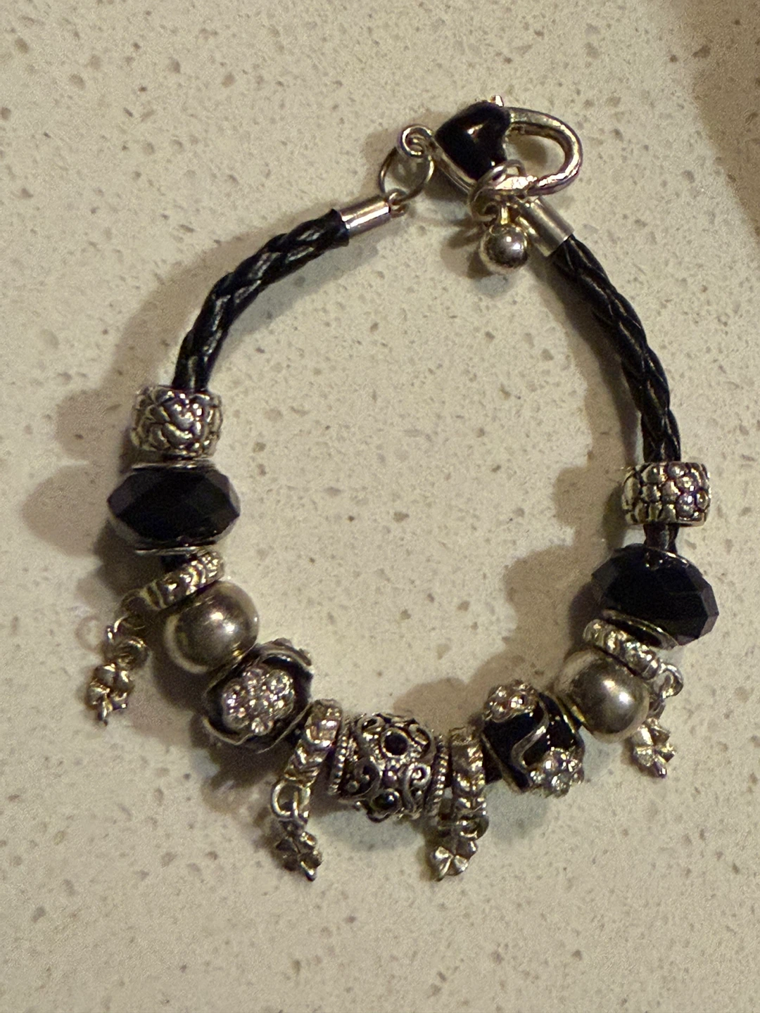 Pandora Sterling Silver Black Leather Charm Bracelet - photo 4