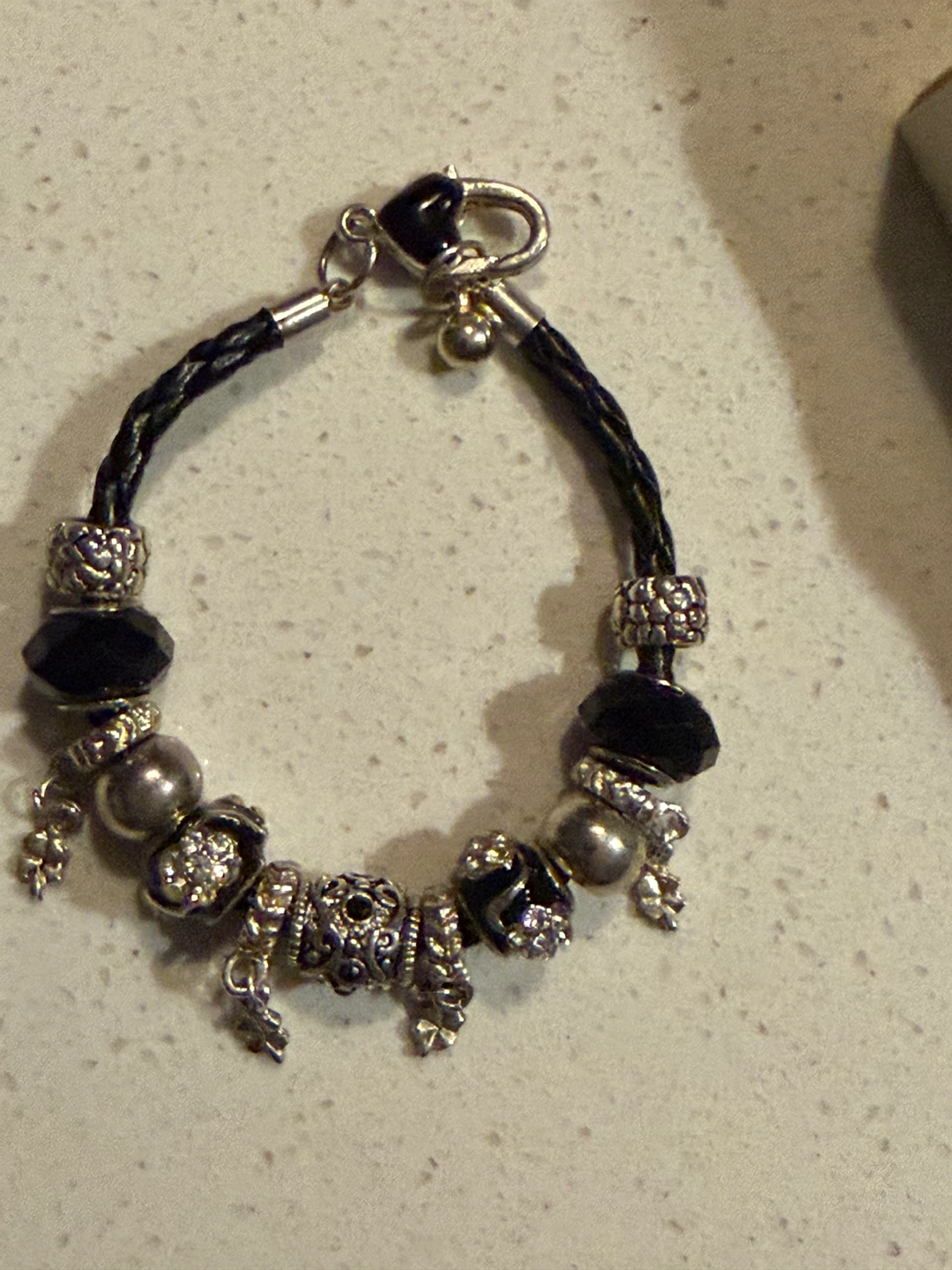 Pandora Sterling Silver Black Leather Charm Bracelet - photo 3