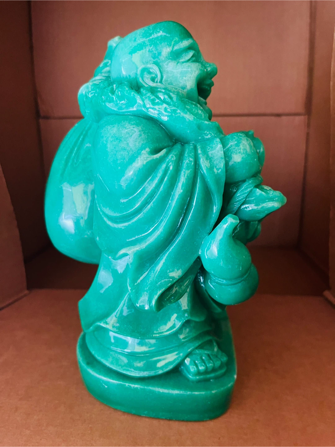 Green Laughing Buddha Figurine with Bag - photo 4