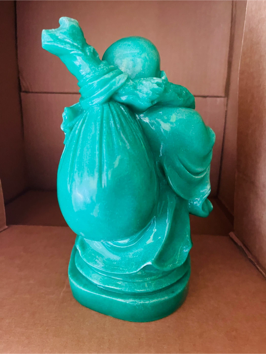 Green Laughing Buddha Figurine with Bag - photo 3