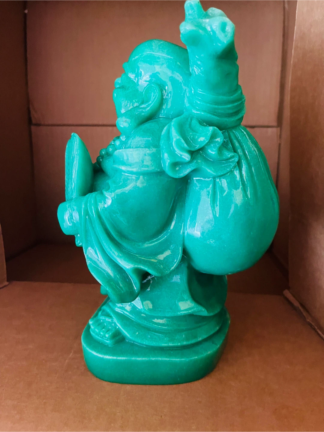 Green Laughing Buddha Figurine with Bag - photo 2
