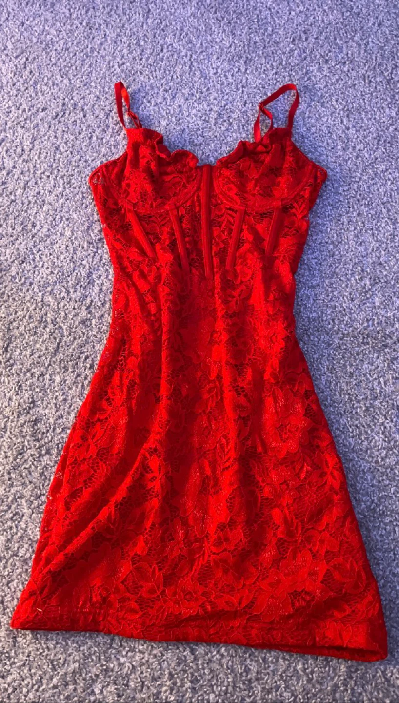 Red Lace Corset Dress