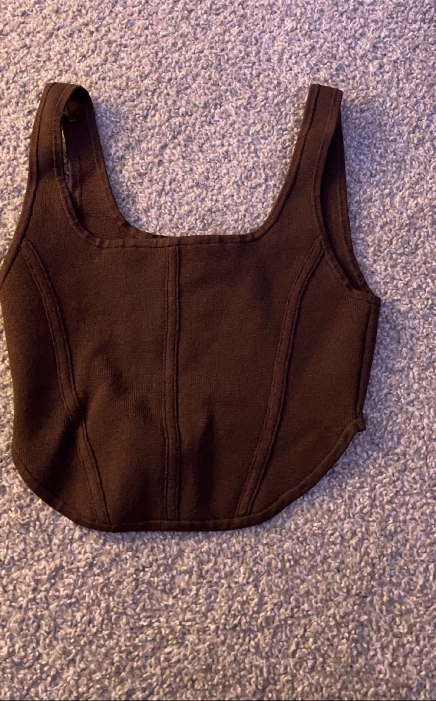 Brown Ribbed Corset Top