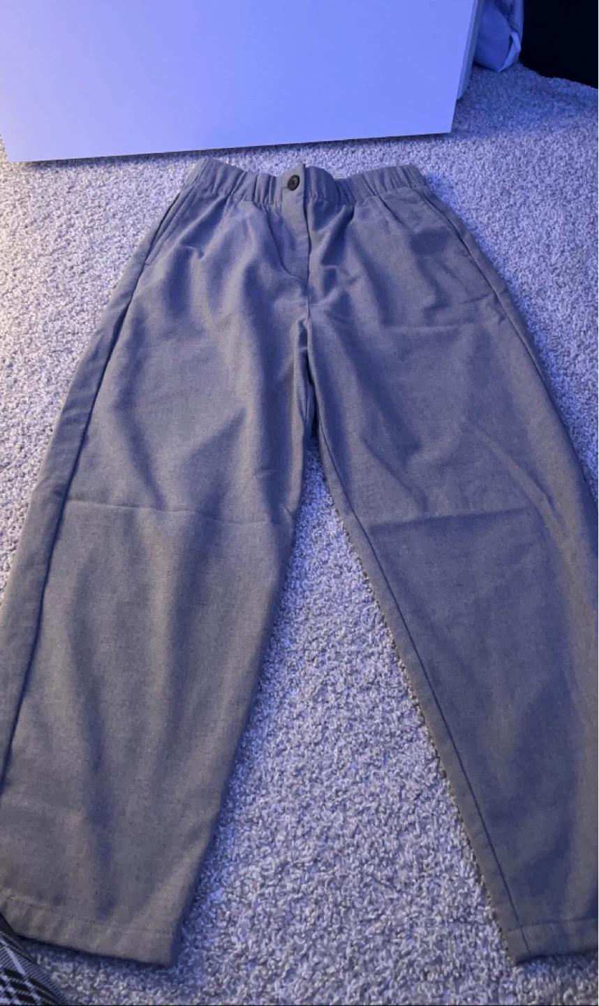 Grey Elastic Waist Pants