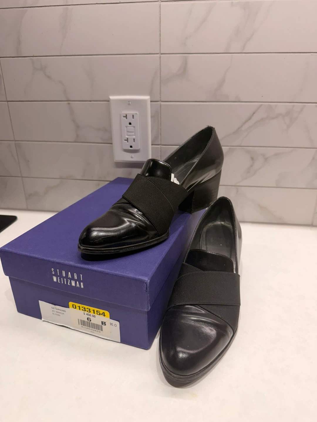 Stuart Weitzman Black Leather Loafers Size 6