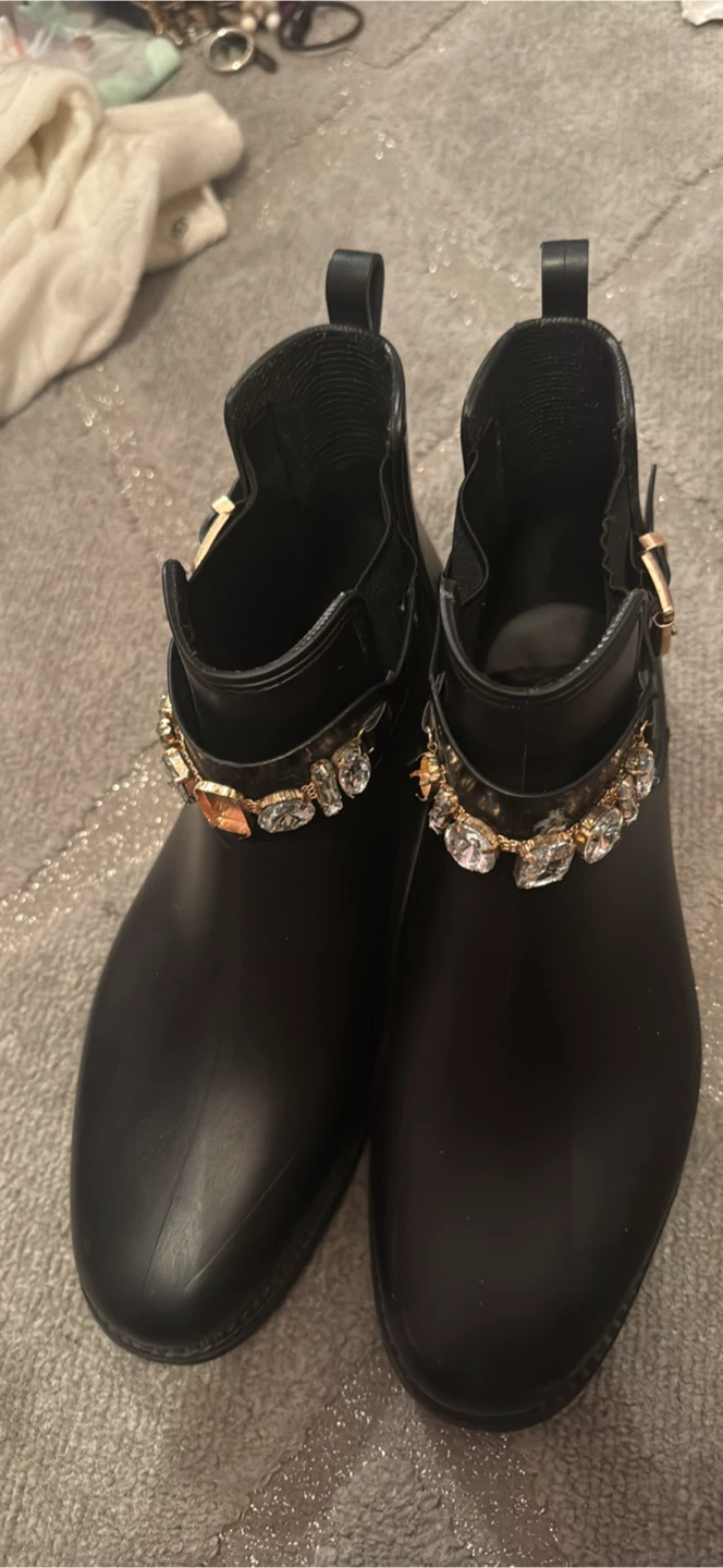 Henry Ferrera Black Embellished Chelsea Boots - Size 39